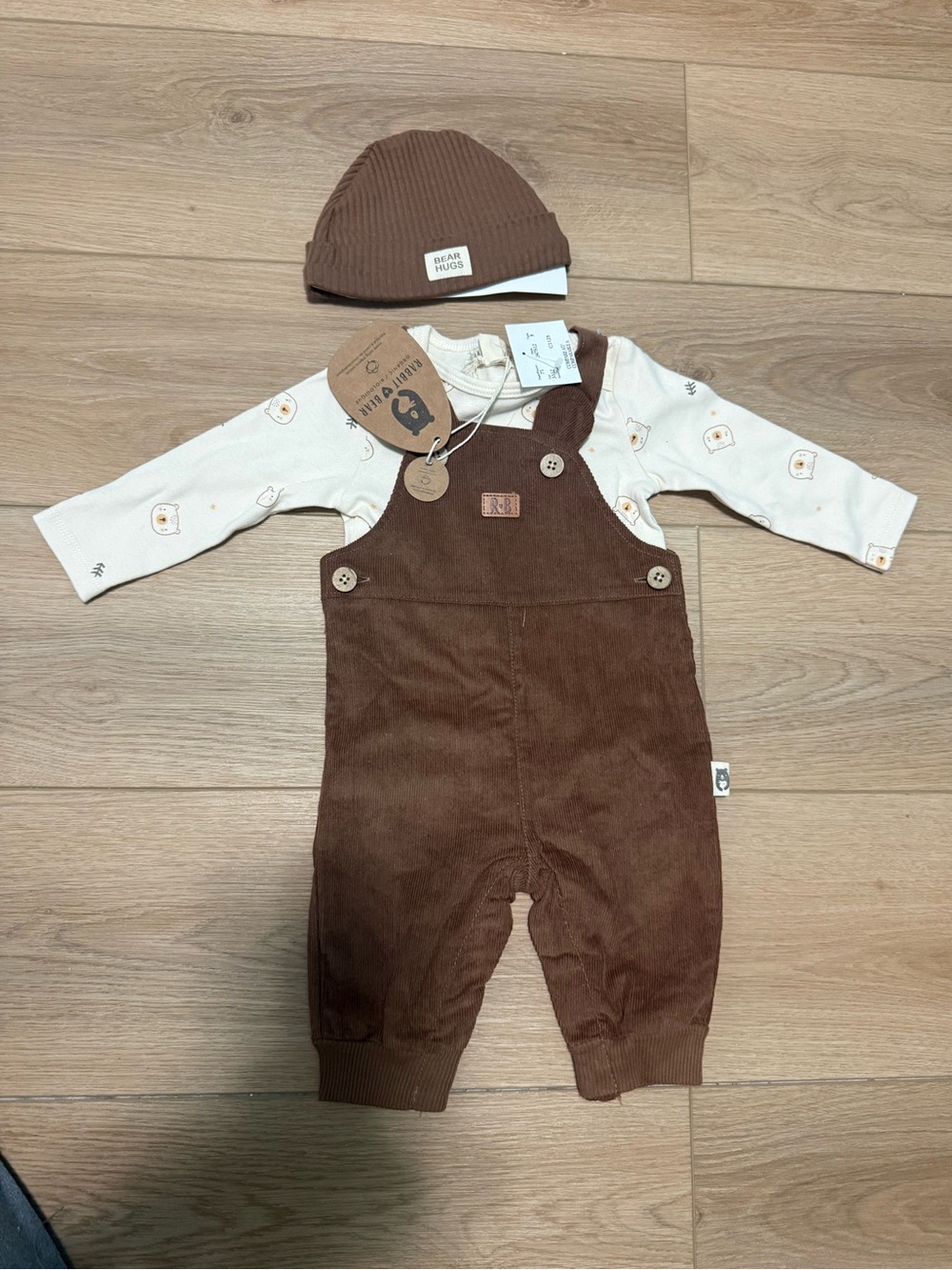 Rabbit & Bear Organic Baby Overalls Set